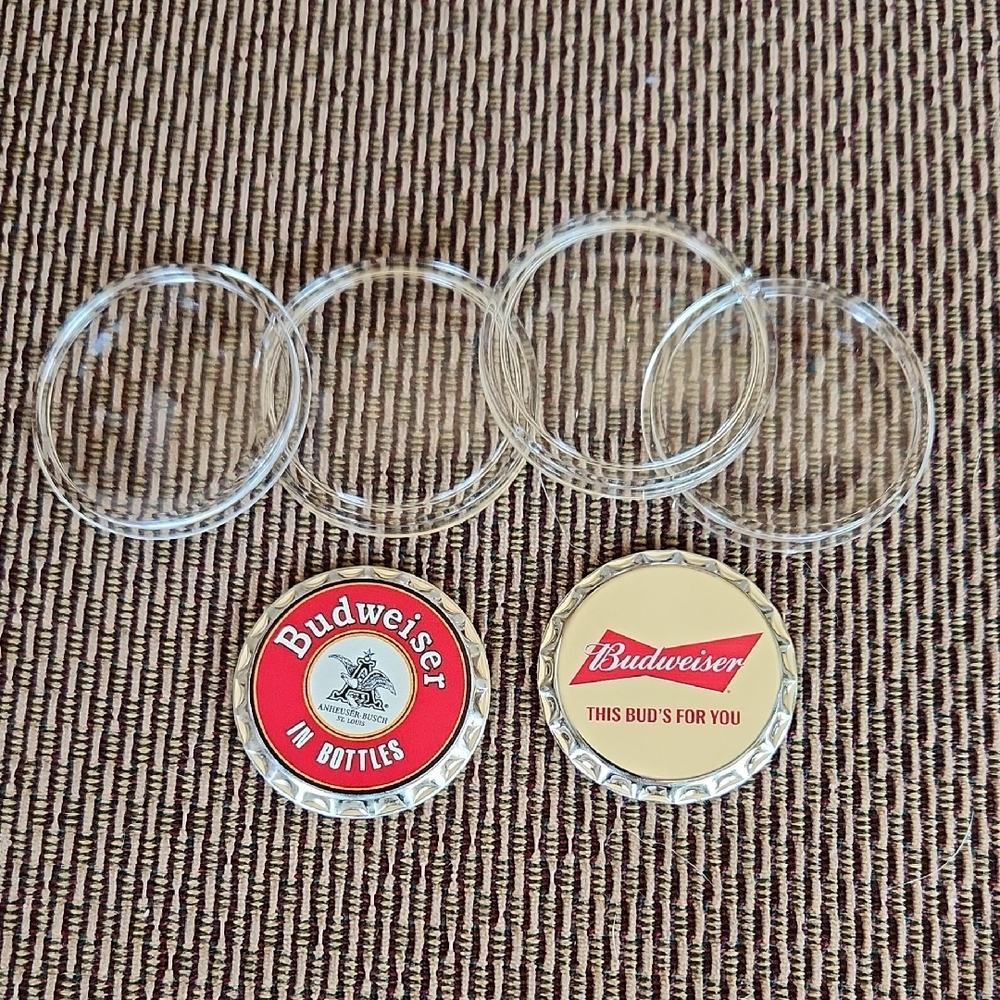Budweiser Red and Cream Bottle Cap Set